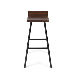 Outdoor Bar Stool With Low Backrests And Wood Seats (Set of 2)