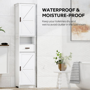69" H Tall Bathroom Storage Cabinet with 2 Barn Doors and 1 Drawer