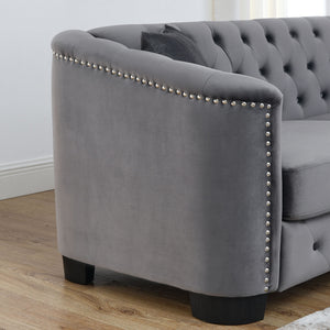 Modern Chesterfield Sofa With Tufted Backrest For Living Room