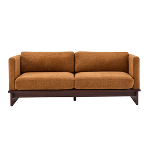 77 in. Square Arm Modern 3 Seater Boucle Sofa Upholstered Couch with Solid Wood Base
