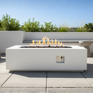 Outdoor Rectangle Propane Fire Pit Table 60inch, White