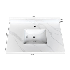 37-inch Quartz Bathroom Vanity Top with Undermount Single Bowl