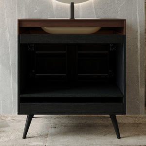 Contemporary Free-standing Bathroom Vanity with Faux Marble Top & Ceramic Sink