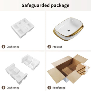 Vessel Sink Above Counter Vanity Basin - Gold / White / Milk White
