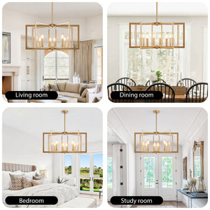 27' Modern Golden Geometric 8-Light Chandelier
