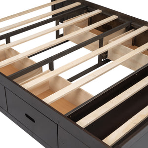 Platform Bed With Storage Headboard, Shoe Rack And 4 Drawers