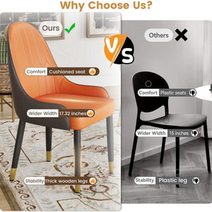 Modern Sponge-Filled Dining Chair, Solid Wood Metal Legs, Suitable For Restaurants, Living Rooms And Rooms (Set of 2)