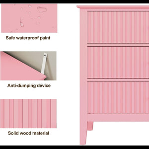 Fluted 3 Drawer Nightstand With Soft Close Slides