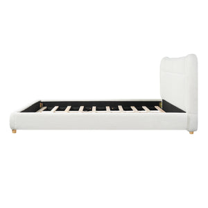 Minimalist Curved Headboard Teddy Bear Plush Bed - King