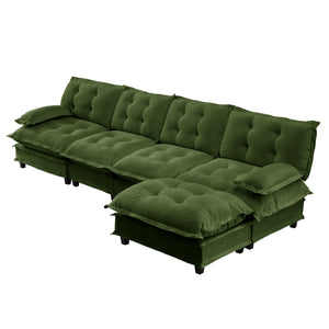 138" L Shaped Modern Sofa Modular Sectional Cloud Couch with Ottoman