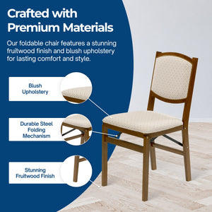 Stakmore Contemporary Upholstered Back Fruitwood Folding Dining Chair (2 Pack)