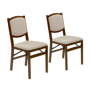 Stakmore Contemporary Upholstered Back Fruitwood Folding Dining Chair (2 Pack)