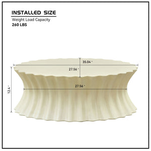 35.04 Inch Oval Coffee Table - Vintage Sturdy Fiberglass
