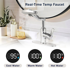 LED Temperature Display Bathroom Faucet with Digital Screen