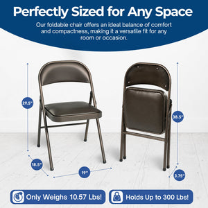 MECO Sudden Comfort Deluxe Cinnabar Vinyl Seat Padded Folding Chair, (Set of 4)