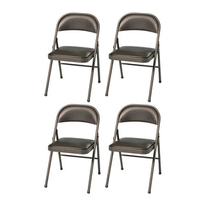 MECO Sudden Comfort Deluxe Cinnabar Vinyl Seat Padded Folding Chair, (Set of 4)