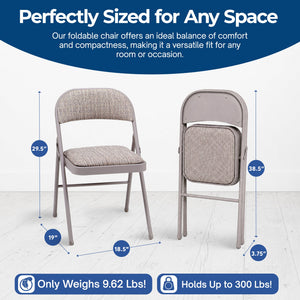 MECO Sudden Comfort Deluxe Fabric Padded Folding Chair Set, Chicory Lace(4 Pack)