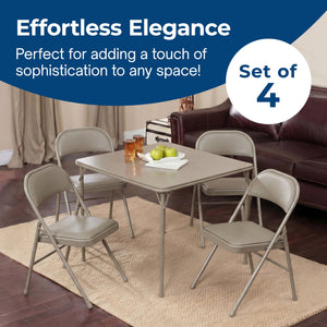 MECO Sudden Comfort Deluxe Chicory Lace Vinyl Padded Folding Chair, (Set of 4)