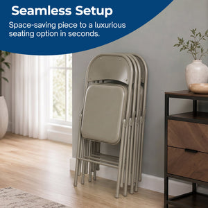 MECO Sudden Comfort Deluxe Chicory Lace Vinyl Padded Folding Chair, (Set of 4)
