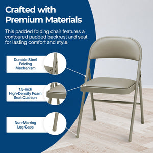 MECO Sudden Comfort Deluxe Chicory Lace Vinyl Padded Folding Chair, (Set of 4)
