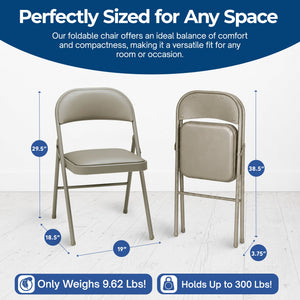 MECO Sudden Comfort Deluxe Chicory Lace Vinyl Padded Folding Chair, (Set of 4)