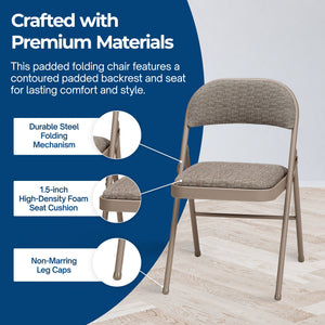 MECO Sudden Comfort Deluxe Courtyard Fabric Padded Folding Chair, (Set of 4)