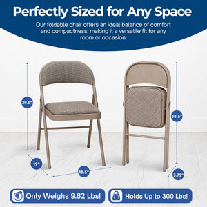 MECO Sudden Comfort Deluxe Courtyard Fabric Padded Folding Chair, (Set of 4)