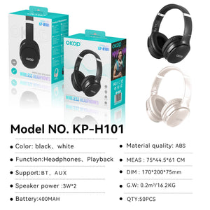 KP-H101 Best-Selling In-Stock Over-Ear Bluetooth Noise-Canceling Headphones Waterproof Sweatproof Sports Ready Ultra-Long Battery Life Low-Latency Gaming