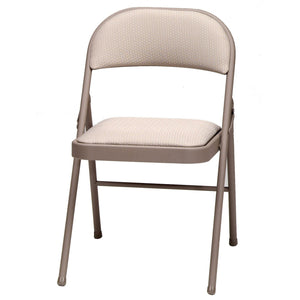 MECO Sudden Comfort Deluxe Metal Fabric Padded Folding Chair, Sand Tan (4 Pack)