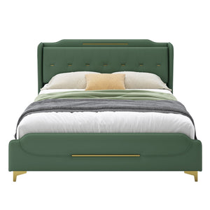 Queen Size Leather Bed Frame with Wingback Headboard & Footboard
