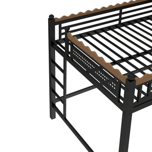Full Size Loft Bed with Ladders and Storage Shelves