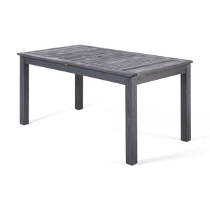 Outdoor Acacia Wood 7 Piece Expandable Dining Set, Sandblasted