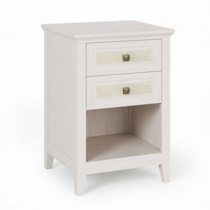 Nightstand With 2 Drawers & Shelf - White