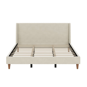 Modern Upholstered Platform Bed With Wingback Headboard