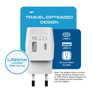 Italy Travel Adapter Plug Combo - Type C, L | USB-A + USB-C - Italian Combo (CTU-12-9C)