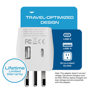 Thailand Travel Adapter - Type O - Dual USB (CTU-18)