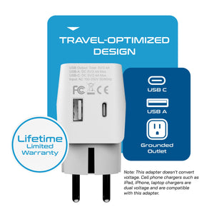 Europe (Schuko) Travel Adapter - Type E/F - Dual USB (CTU-9)