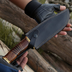 Surge Damascus Bowie Knife with Rosewood Mosaic Handle