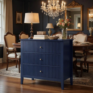 Fluted 3 Drawer Nightstand With Soft Close Slides