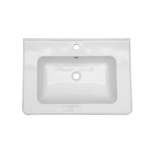 Rectangular Single Vanity Top With 1 Faucet Hole And Overflow, 28 X 19" - White
