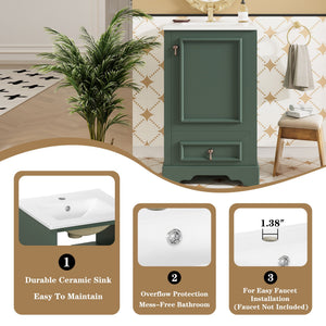 Bathroom Vanity With Sink, Soft Close Door, Adjustable U-Shaped Shelf