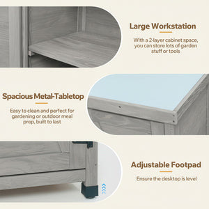 Potting Bench with Storage Cabinet and Metal Table Top
