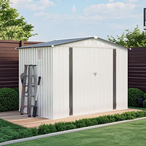 Garden Tool Shed Metal Storage Shed With Peaked Roof Waterproof Lockable Door