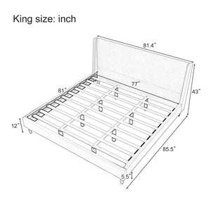 Upholstered Modern Platform Bed With Wingback Headboard