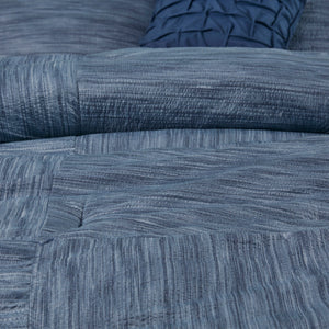 7 Piece Printed Seersucker Comforter Set Navy Queen