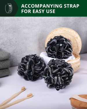 Bath Sponge Set of 3, Black - TRAPSKI
