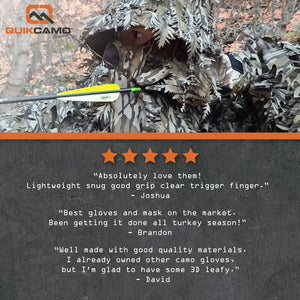 Leafy Camo Gloves in Mossy Oak and Realtree - Fingerless or Touchscreen Tips