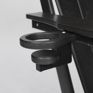 HDPE Folding Adirondack Chair with Dual Cup Holder - Black