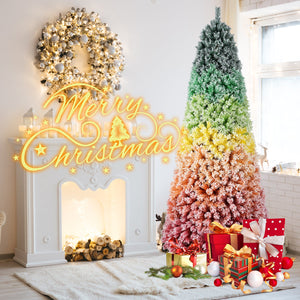 7.5ft Rainbow Gradient Flocked PVC Christmas Tree