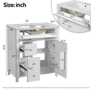 Bathroom Vanity Cabinet With Sink, Soft Close Doors With Door Organizer